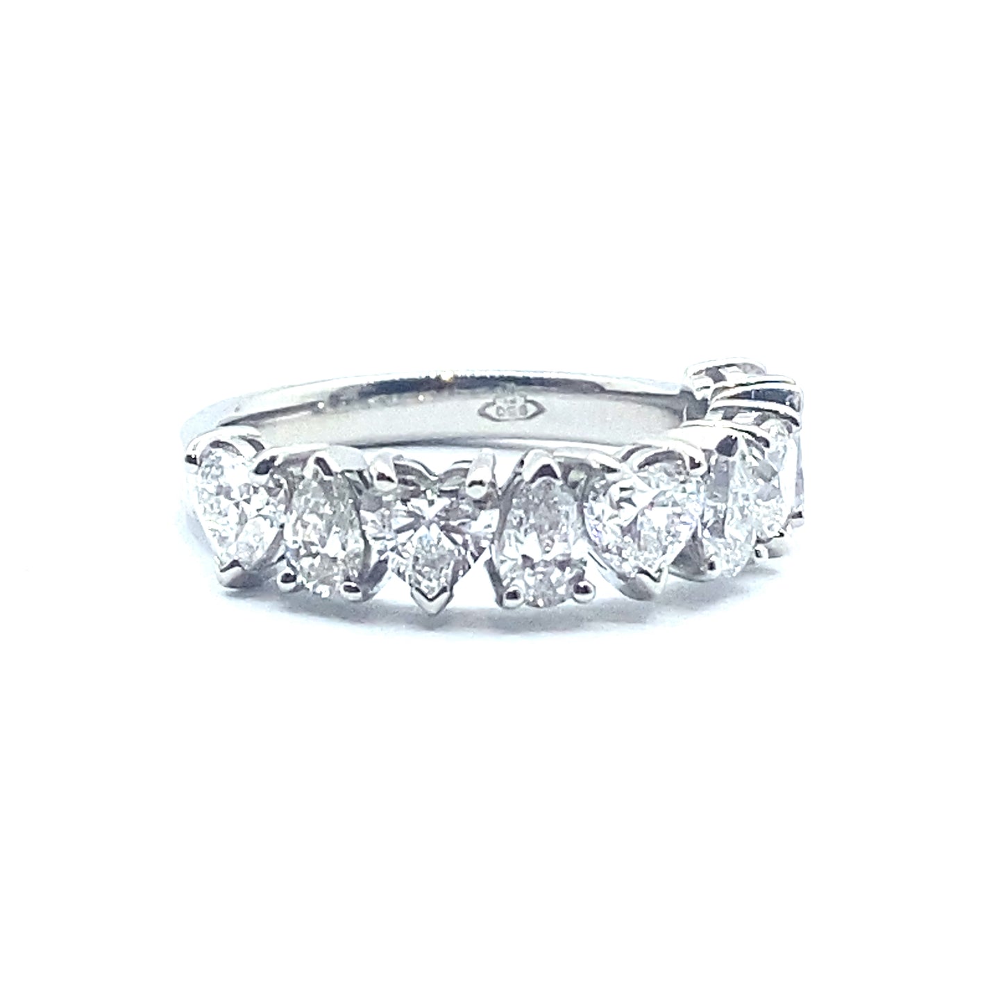 Pear and Heart Cut Half Eternity, Natural Diamond Ring in Platinum