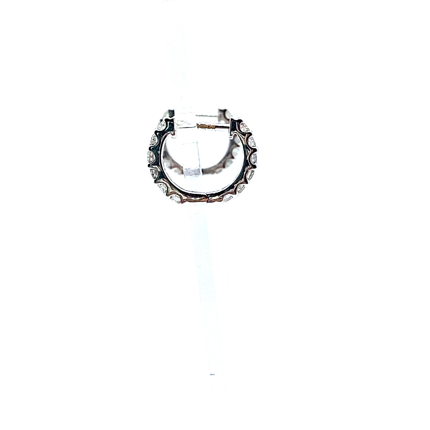 18ct White Gold Fully Set Diamond Hinged Huggie Earrings