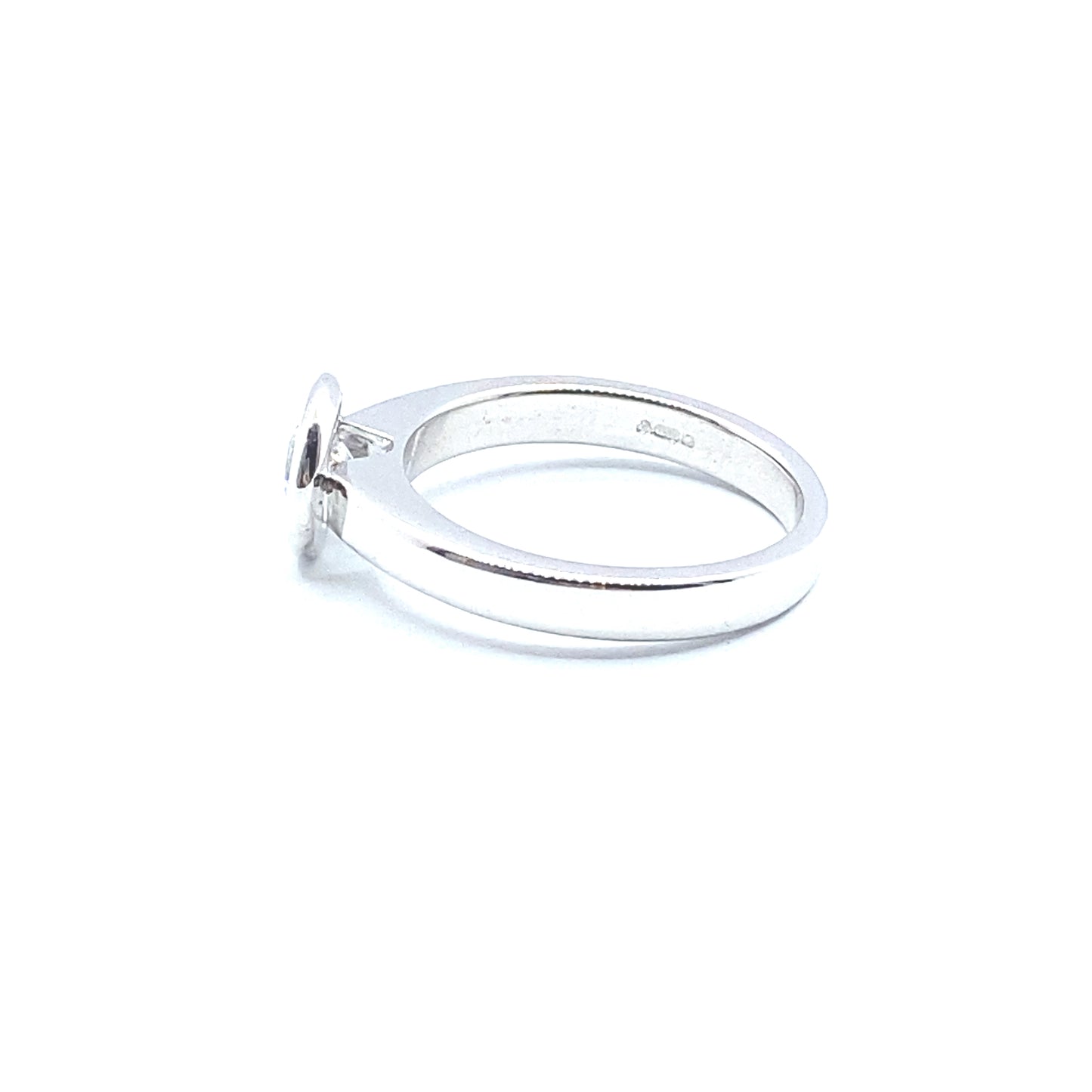 Lab Grown Diamond Rubover Bezel Set White Gold "Bubble" Ring