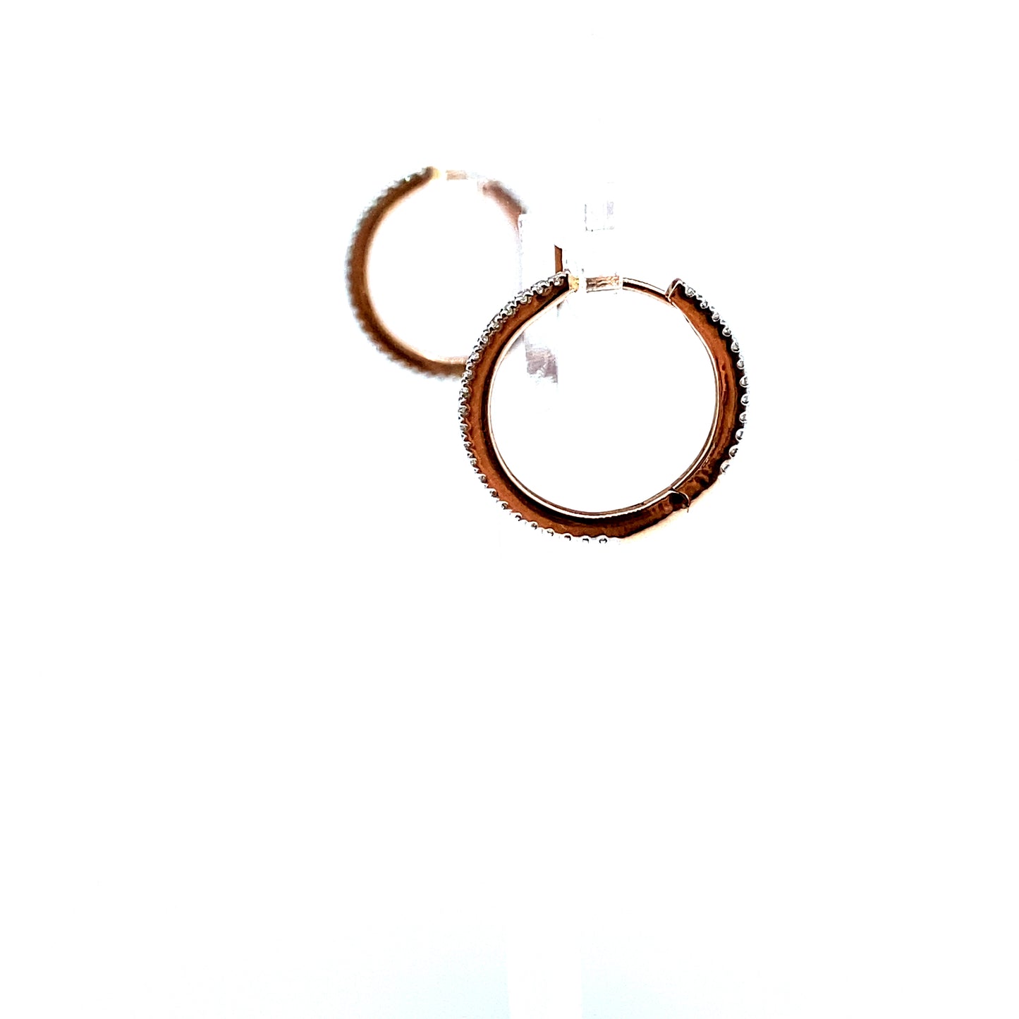 9ct Rose Gold Fully Set Brilliant Cut Diamond Hinged Hoop Earrings