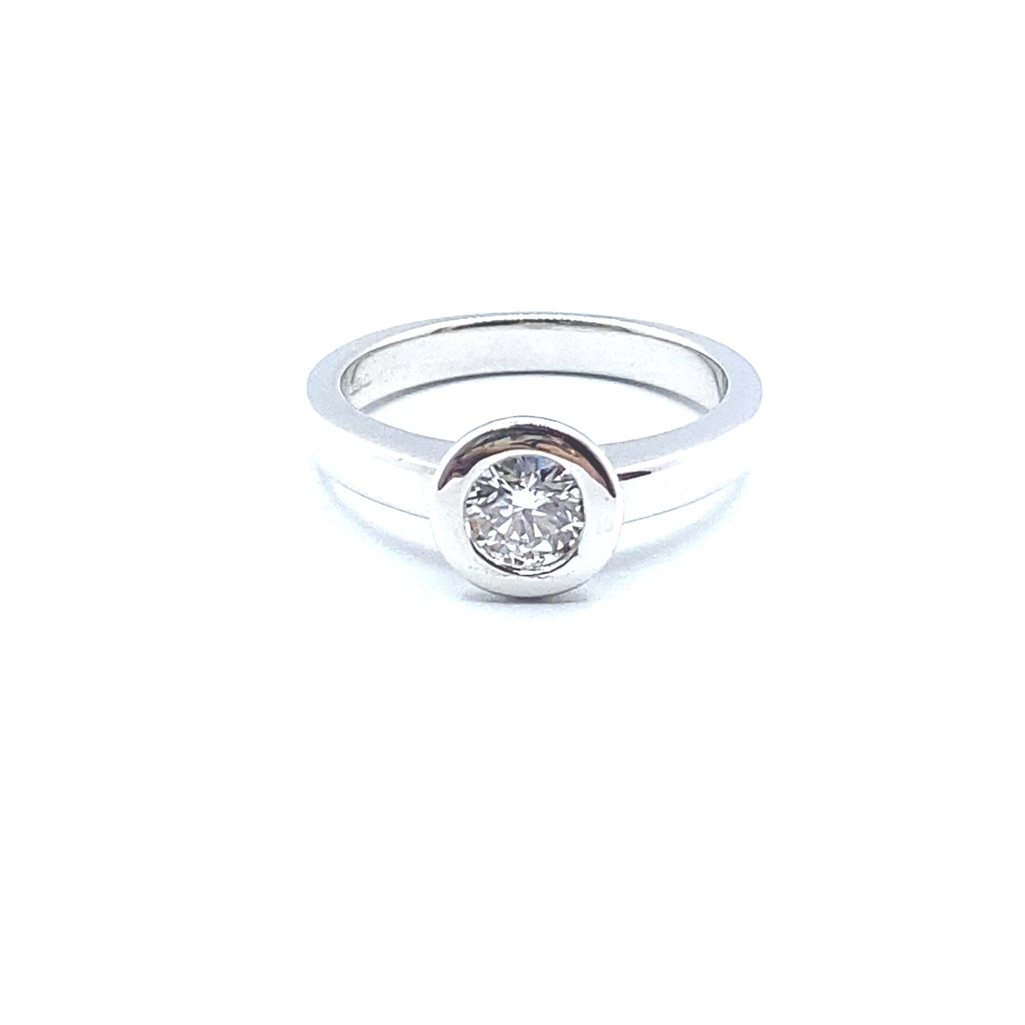 Lab Grown Diamond Rubover Bezel Set White Gold "Bubble" Ring