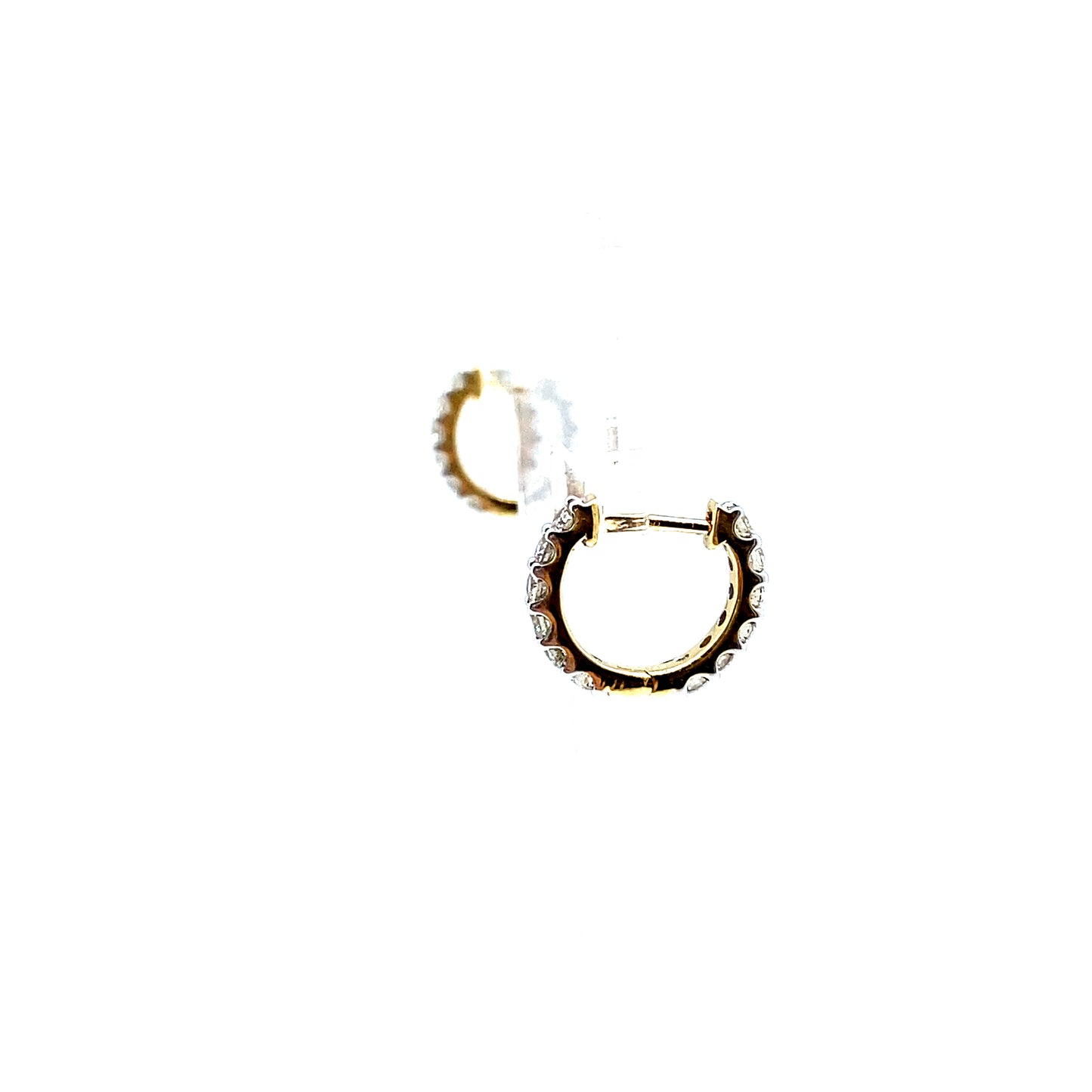 18ct Yellow Gold Fully Set Diamond Hinged Huggie Earrings