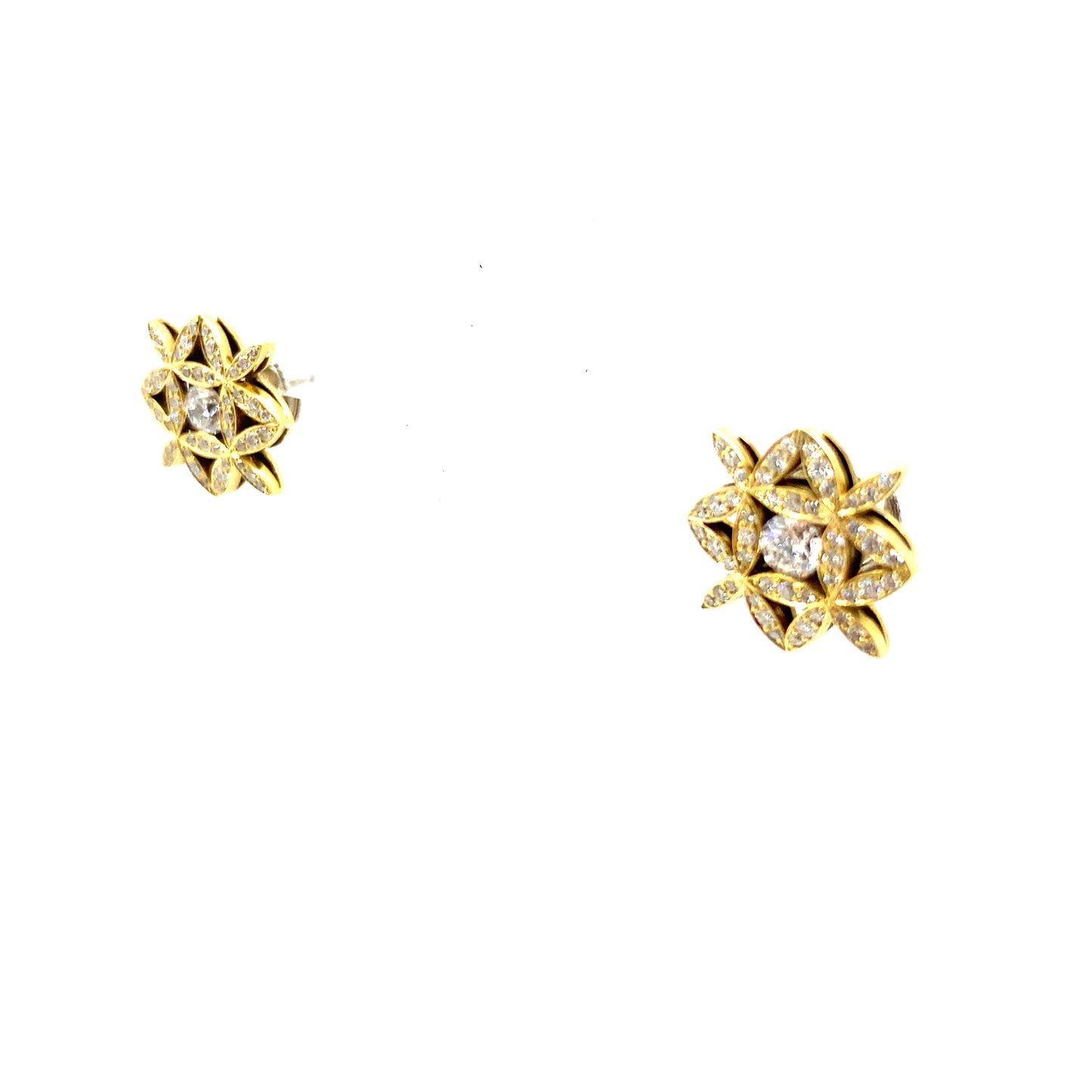 Diamond and 18ct yellow Gold Floral Design Stud Earrings