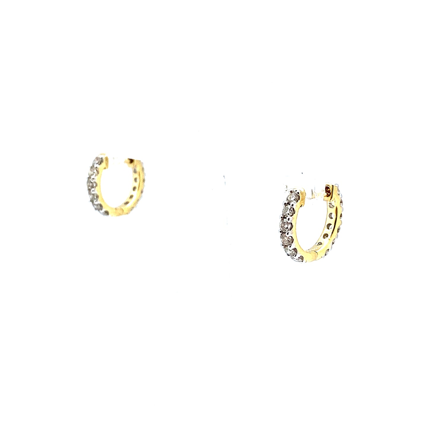 18ct Yellow Gold Fully Set Diamond Hinged Huggie Earrings