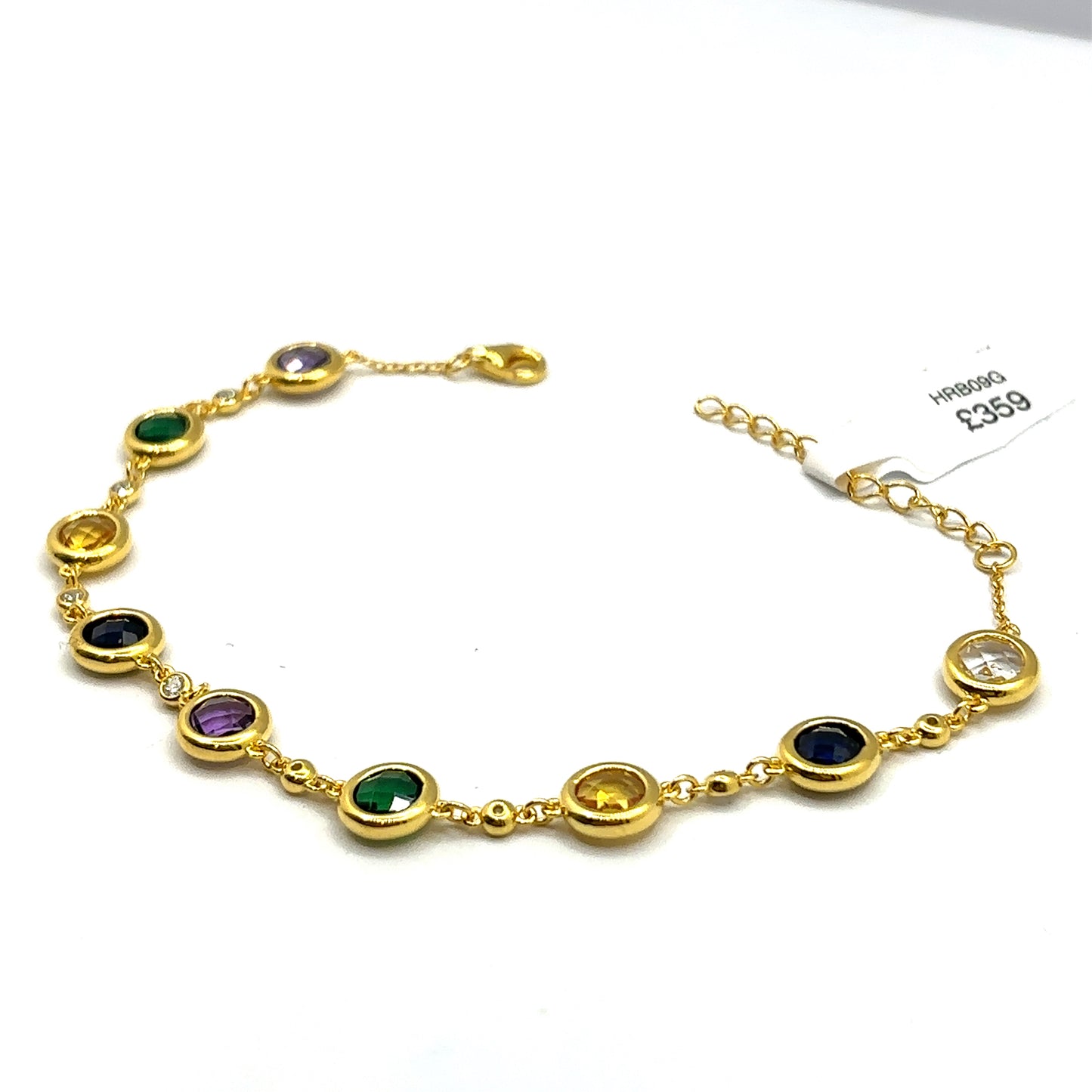 Multi Colour Lab Created Sapphire, Amethyst and Emerald Gem Bracelet