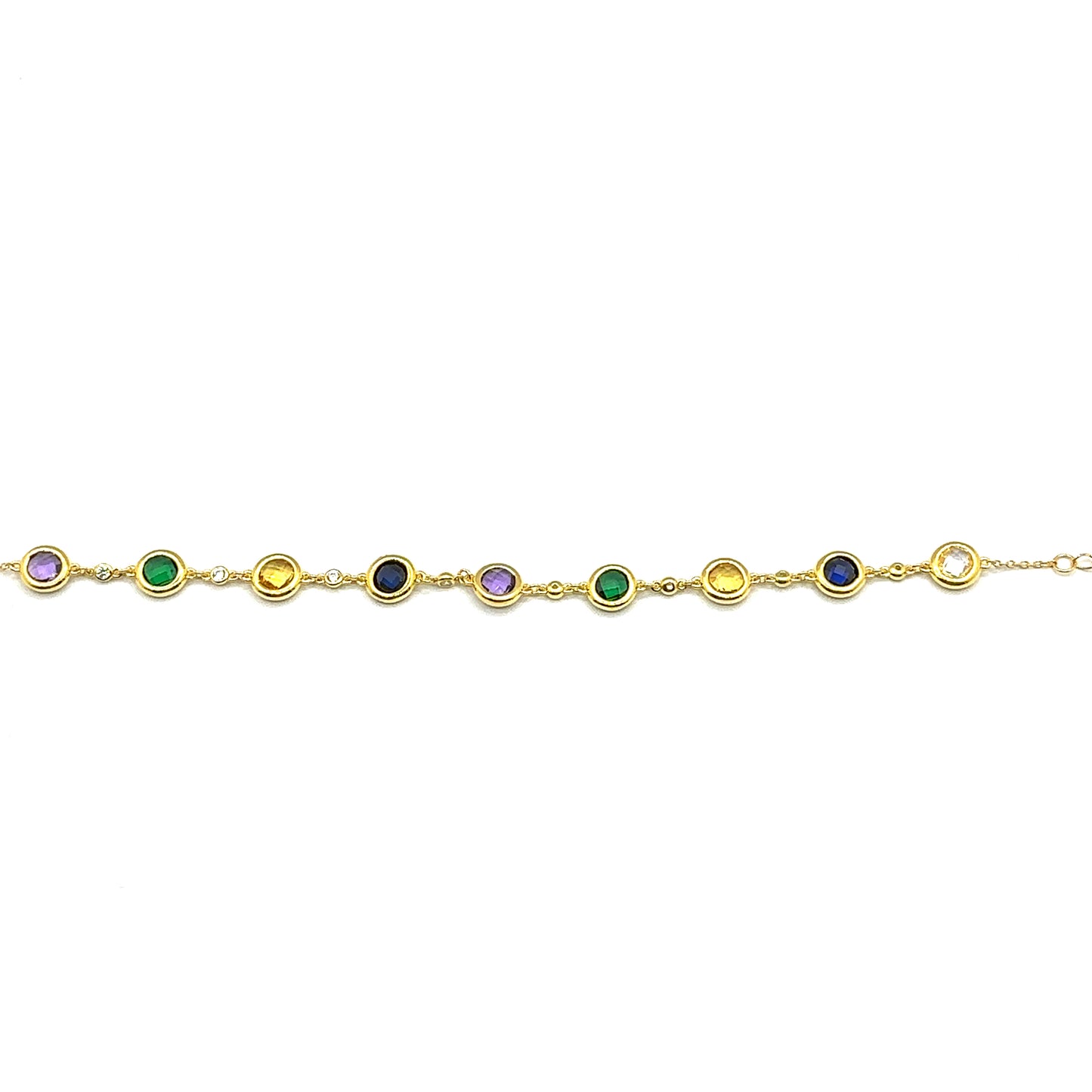Multi Colour Lab Created Sapphire, Amethyst and Emerald Gem Bracelet