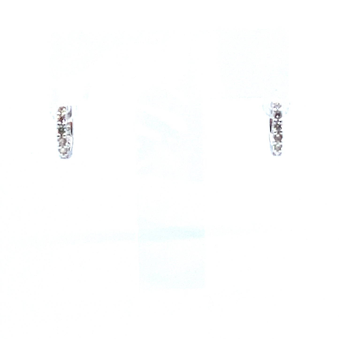 18ct White Gold Fully Set Diamond Hinged Huggie Earrings