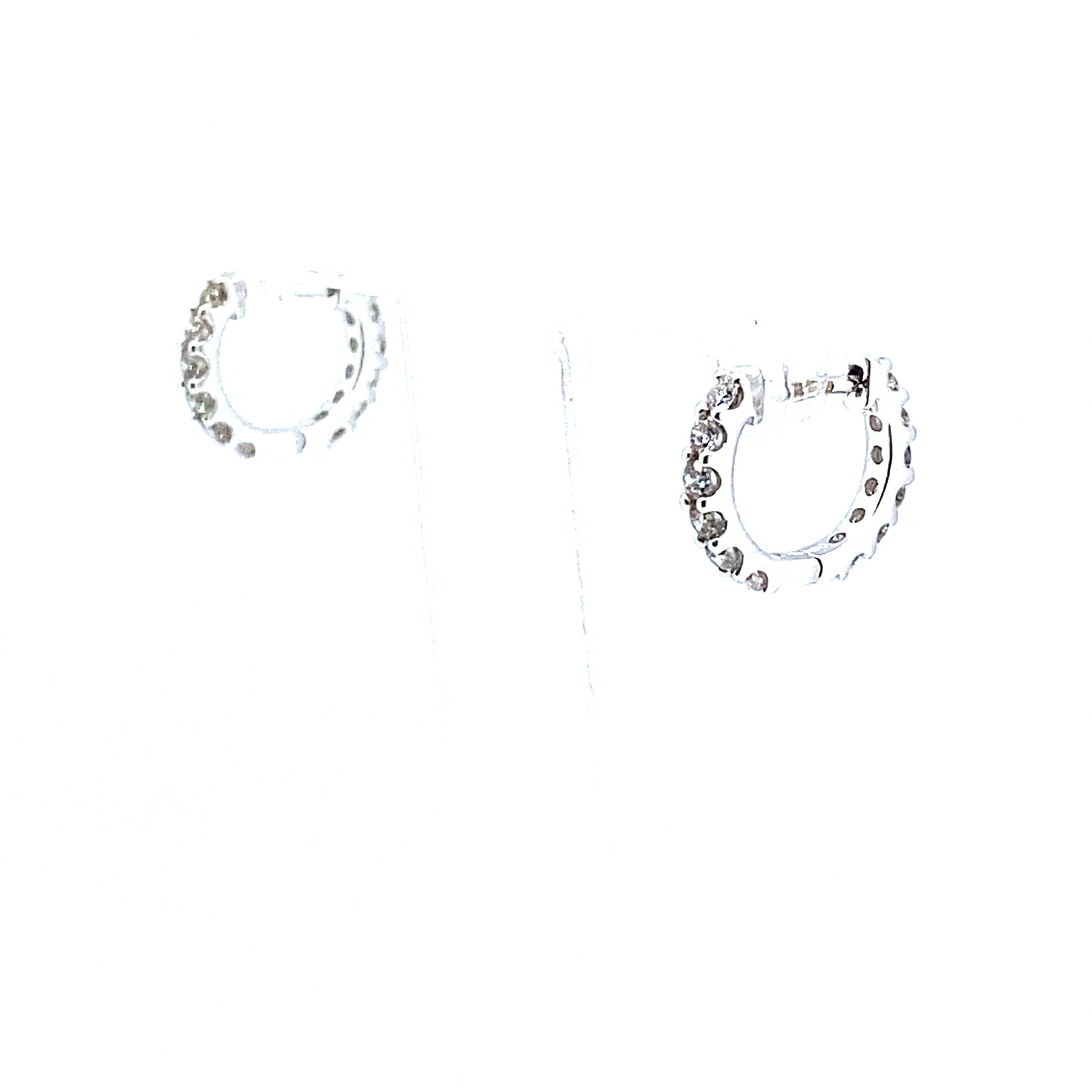 18ct White Gold Fully Set Diamond Hinged Huggie Earrings