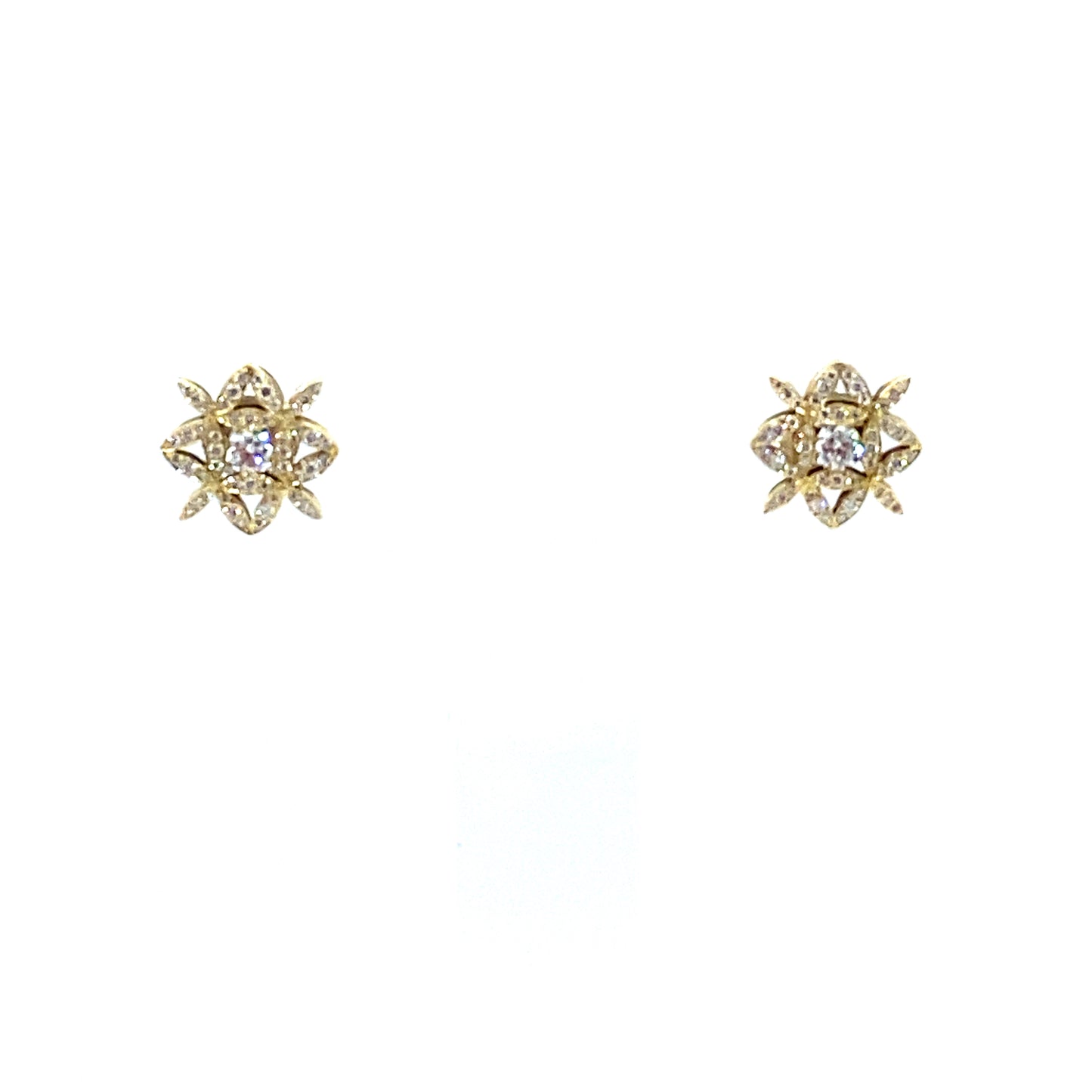 Diamond and 18ct yellow Gold Floral Design Stud Earrings