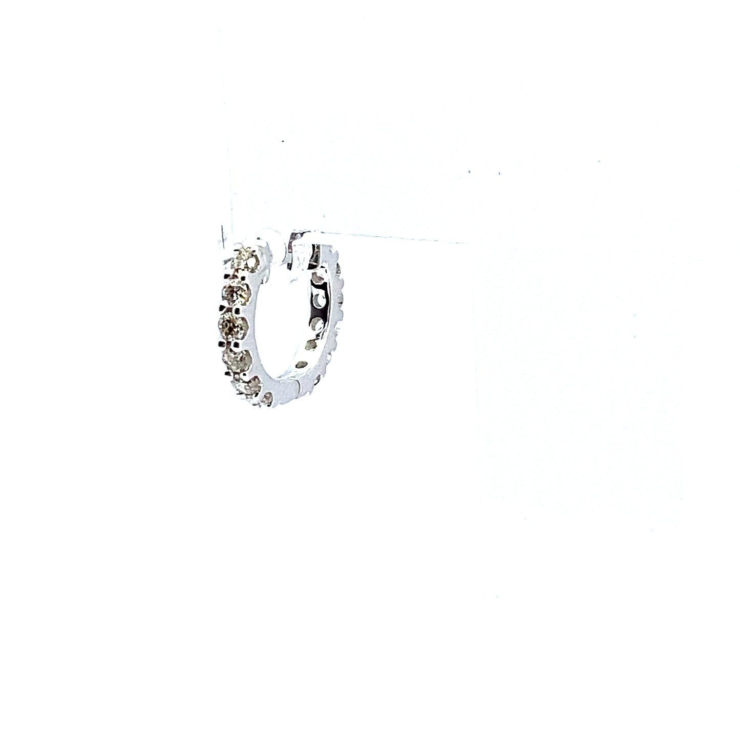 18ct White Gold Fully Set Diamond Hinged Huggie Earrings