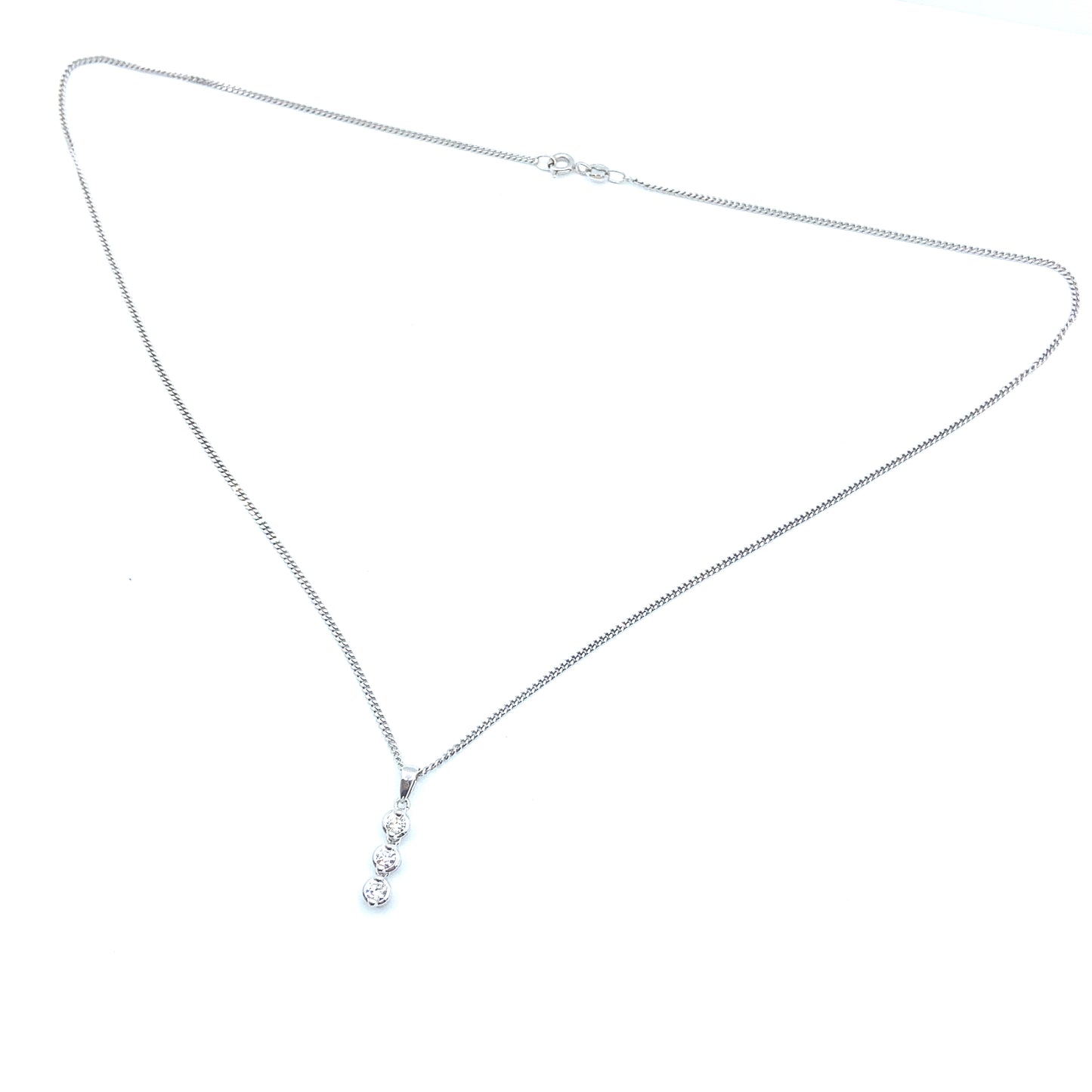 18ct White Gold Triple Diamond Pendant