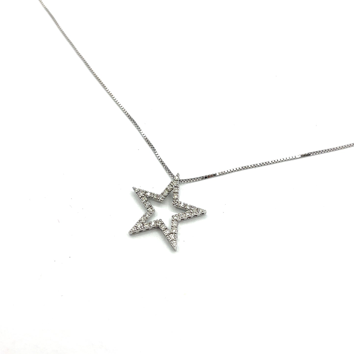 Diamond, Five Pointed Star Pendant in 9ct White Gold