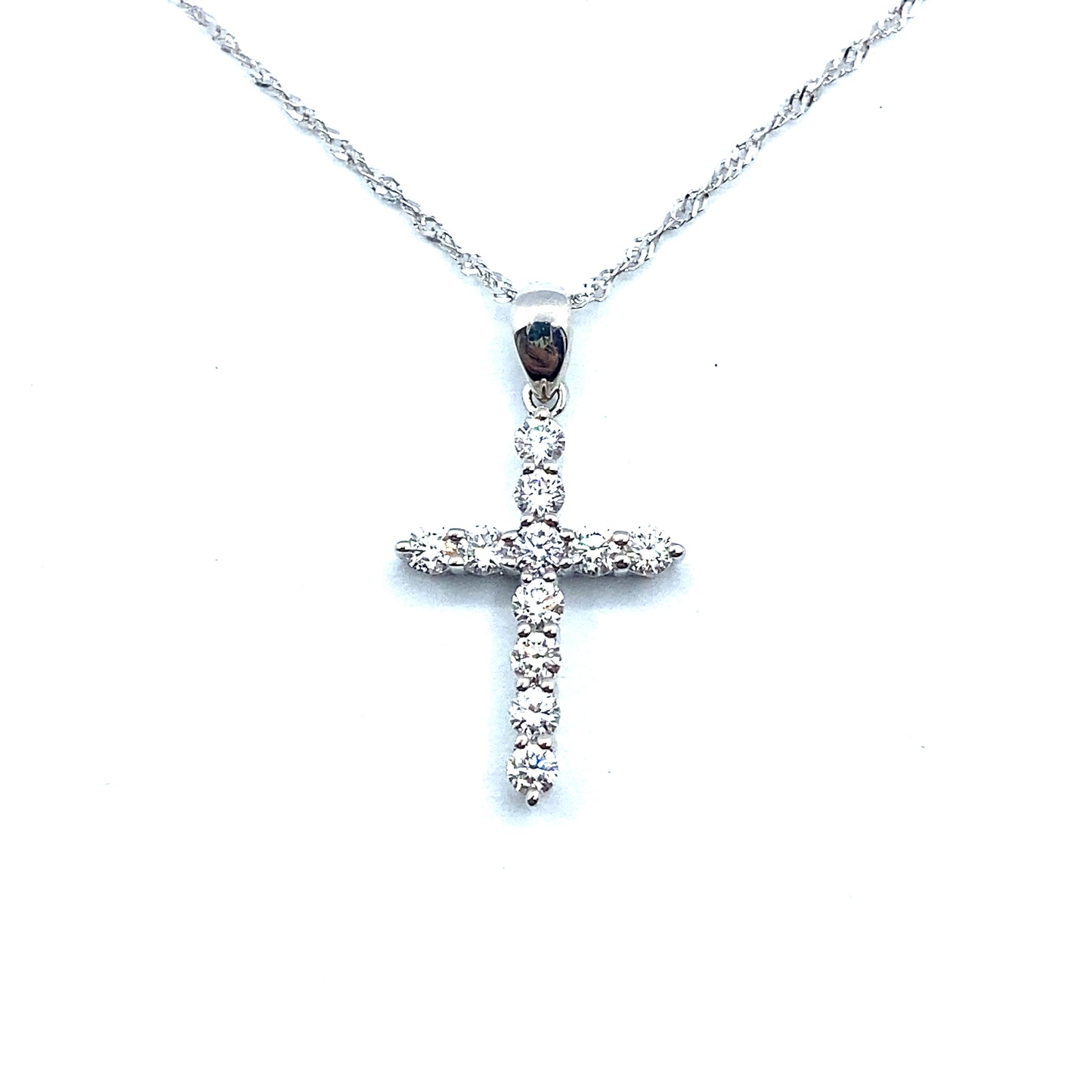 18ct White Gold Diamond Cross Pendant 0.33ct