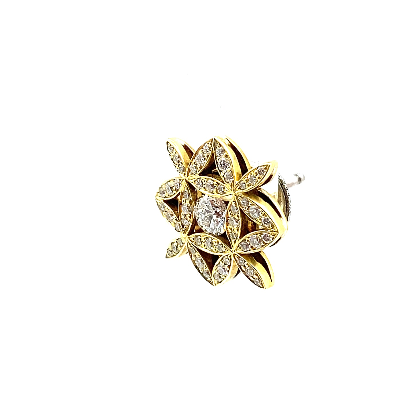 Diamond and 18ct yellow Gold Floral Design Stud Earrings