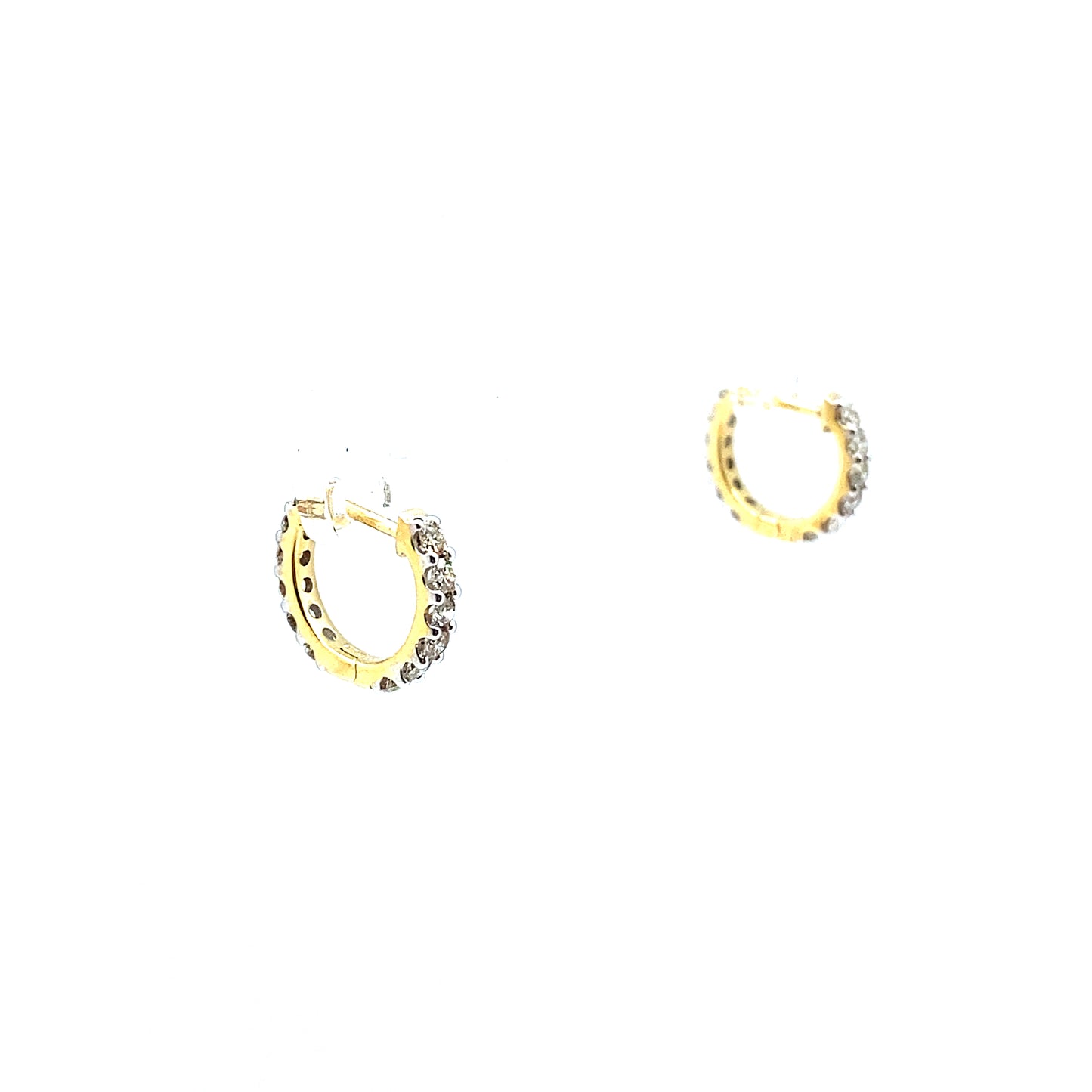18ct Yellow Gold Fully Set Diamond Hinged Huggie Earrings