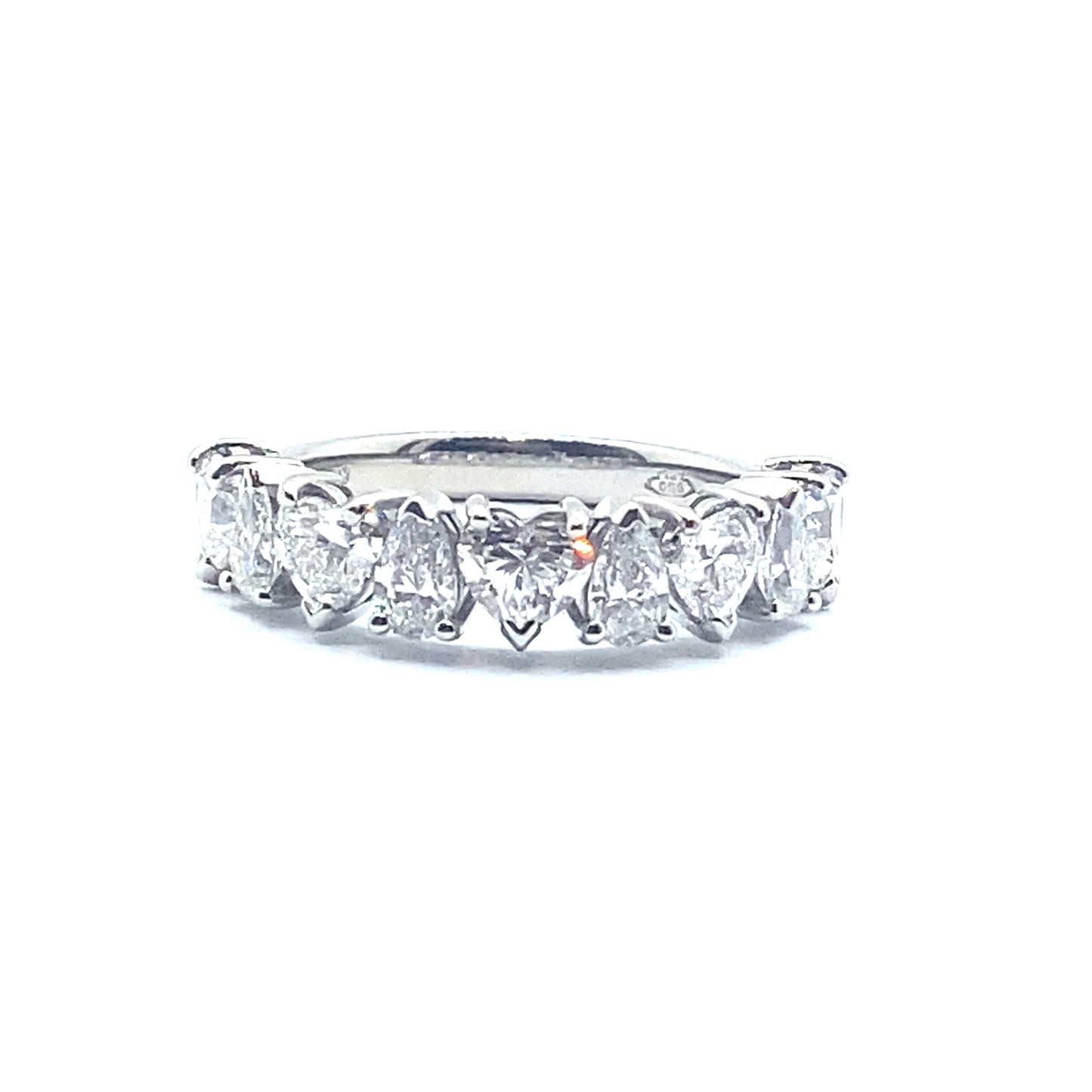 Pear and Heart Cut Half Eternity, Natural Diamond Ring in Platinum