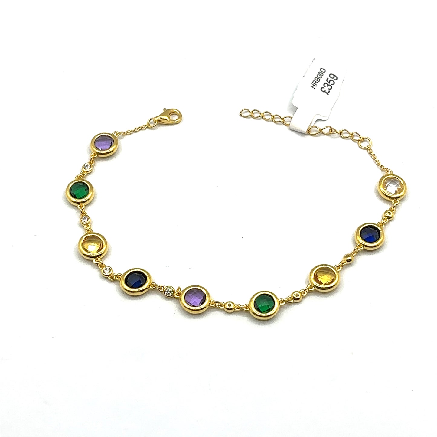 Multi Colour Lab Created Sapphire, Amethyst and Emerald Gem Bracelet