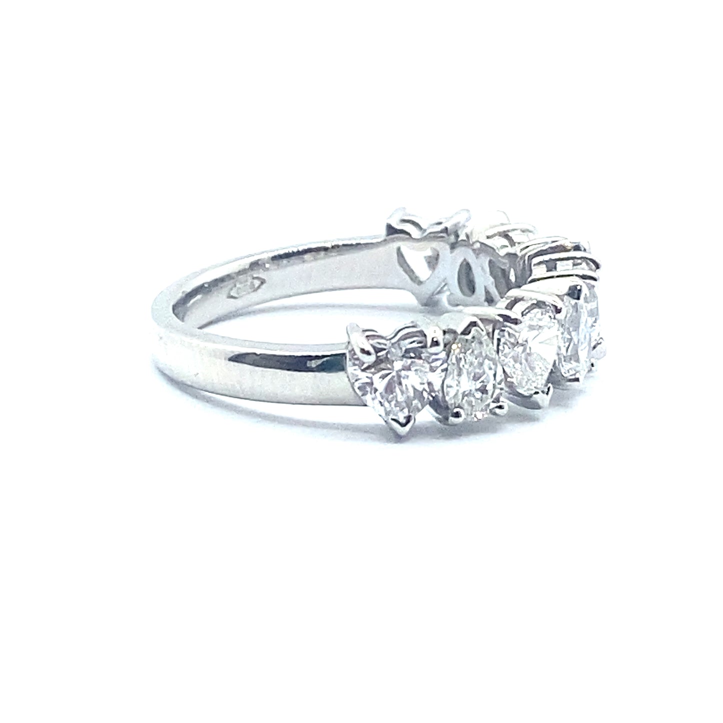 Pear and Heart Cut Half Eternity, Natural Diamond Ring in Platinum