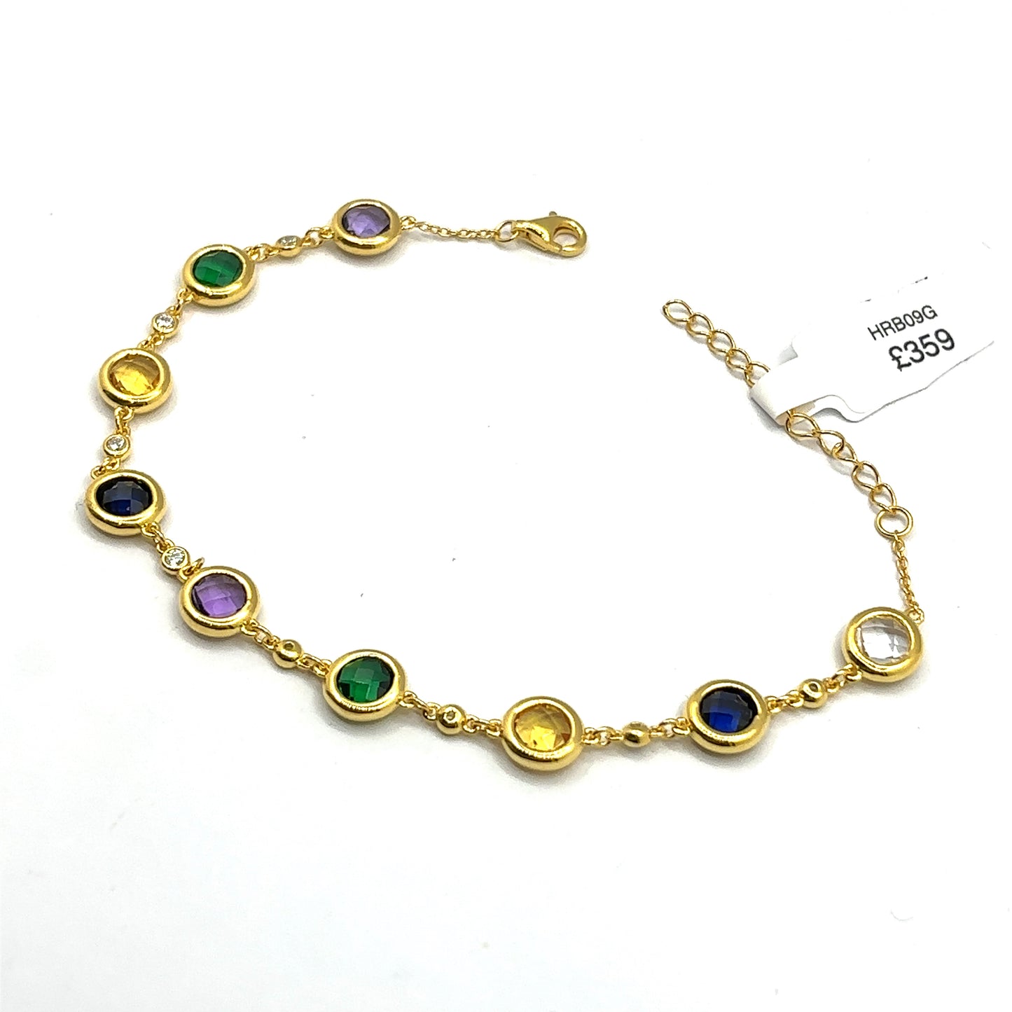 Multi Colour Lab Created Sapphire, Amethyst and Emerald Gem Bracelet