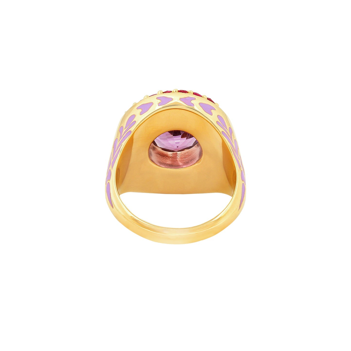 Amethyst and Ruby 22ct Gold Vermeil And Enamel Cocktail Ring