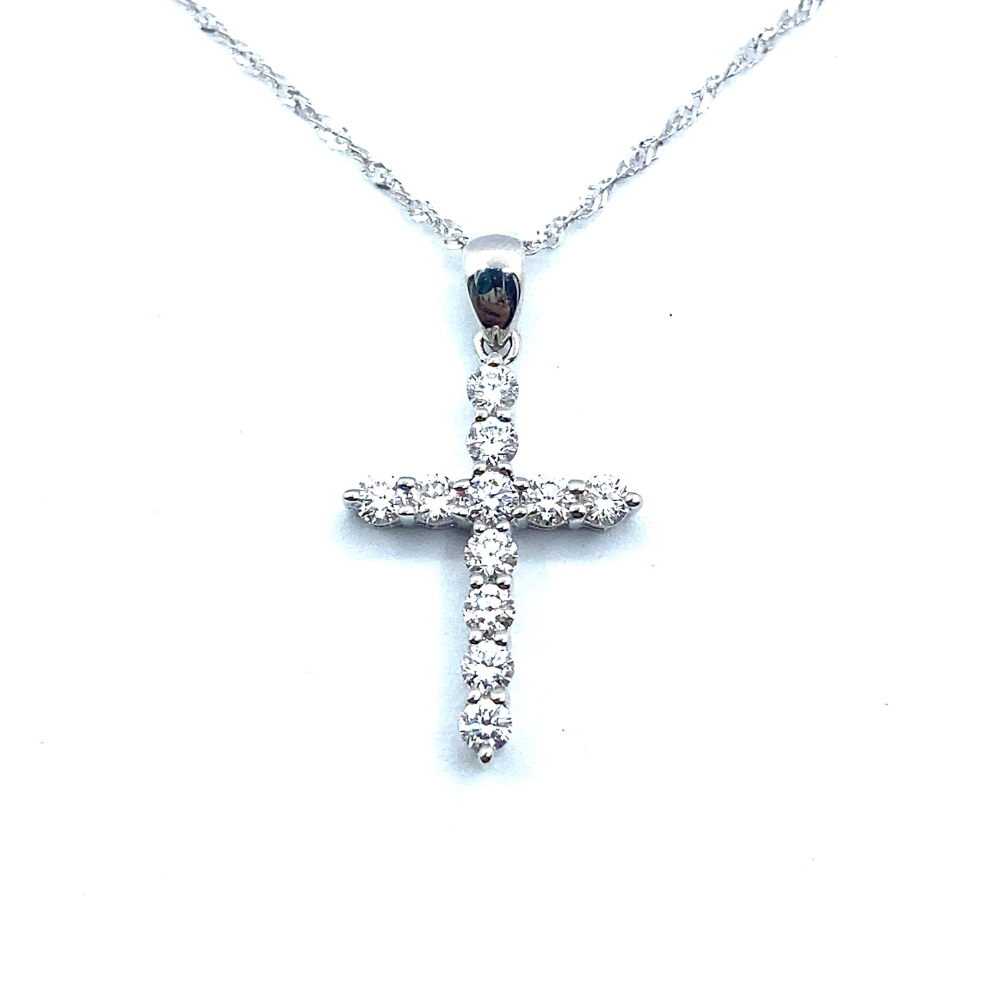 18ct White Gold Diamond Cross Pendant 0.33ct