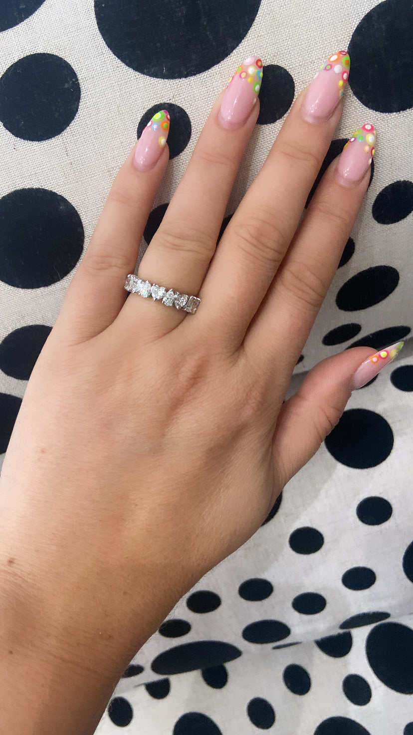 Pear and Heart Cut Half Eternity, Natural Diamond Ring in Platinum