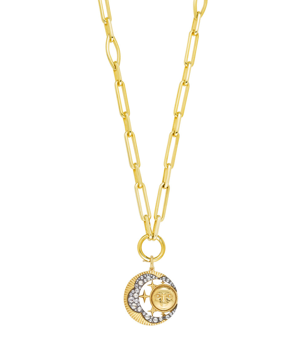 "Look Up At The Moon" Old Cut Diamond Pendant in 18ct Gold