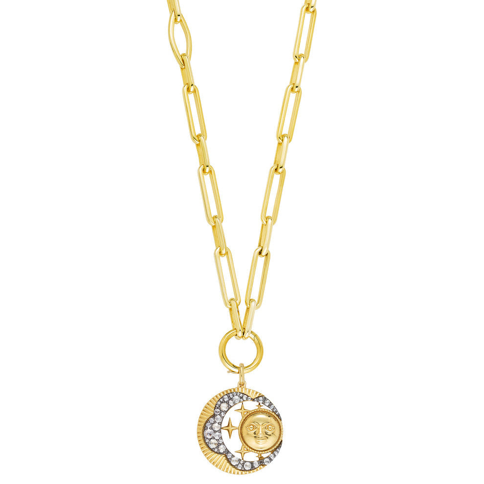"Look Up At The Moon" Old Cut Diamond Pendant in 18ct Gold