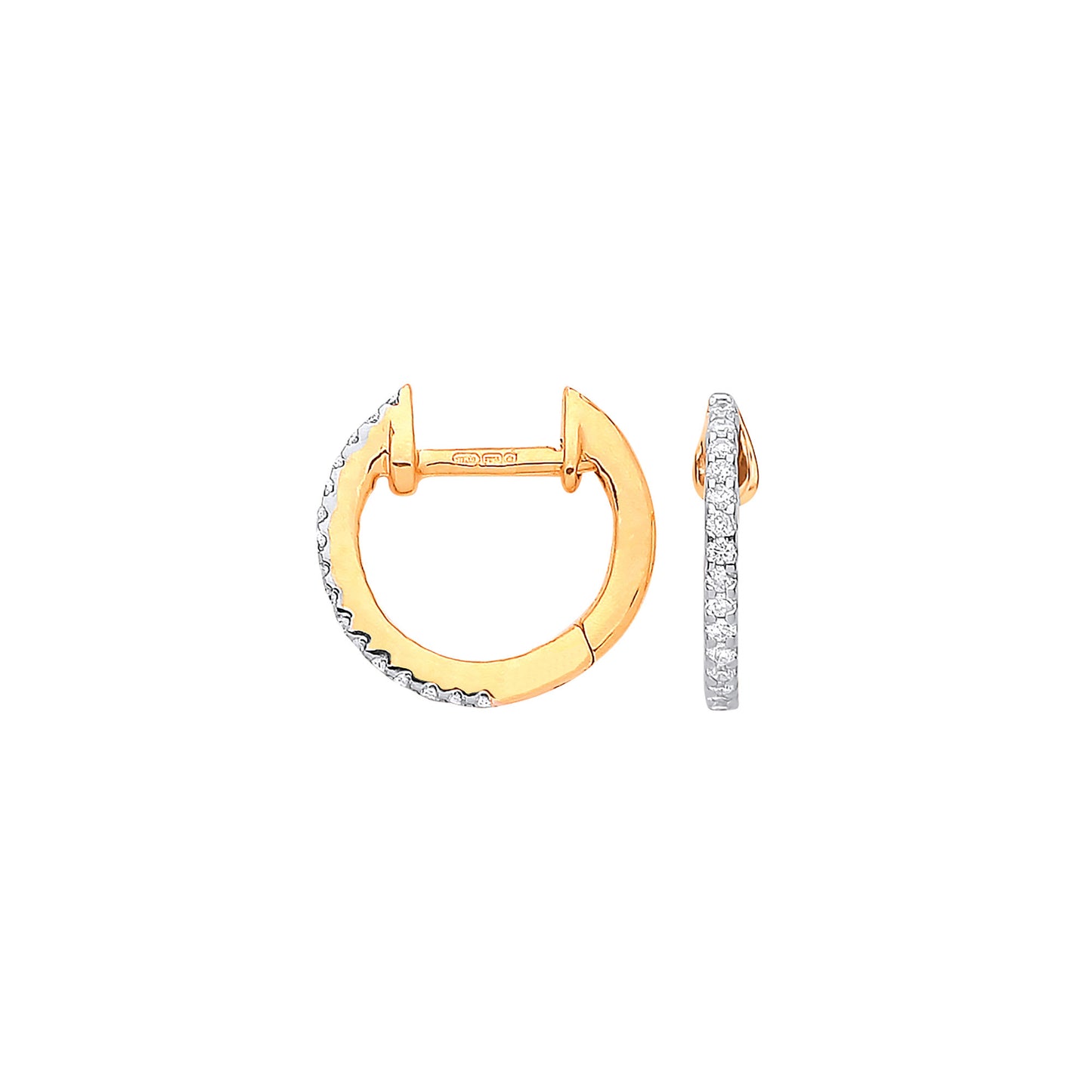 Natural Diamond Huggie Earrings 0.10CT in 9ct Yellow Gold
