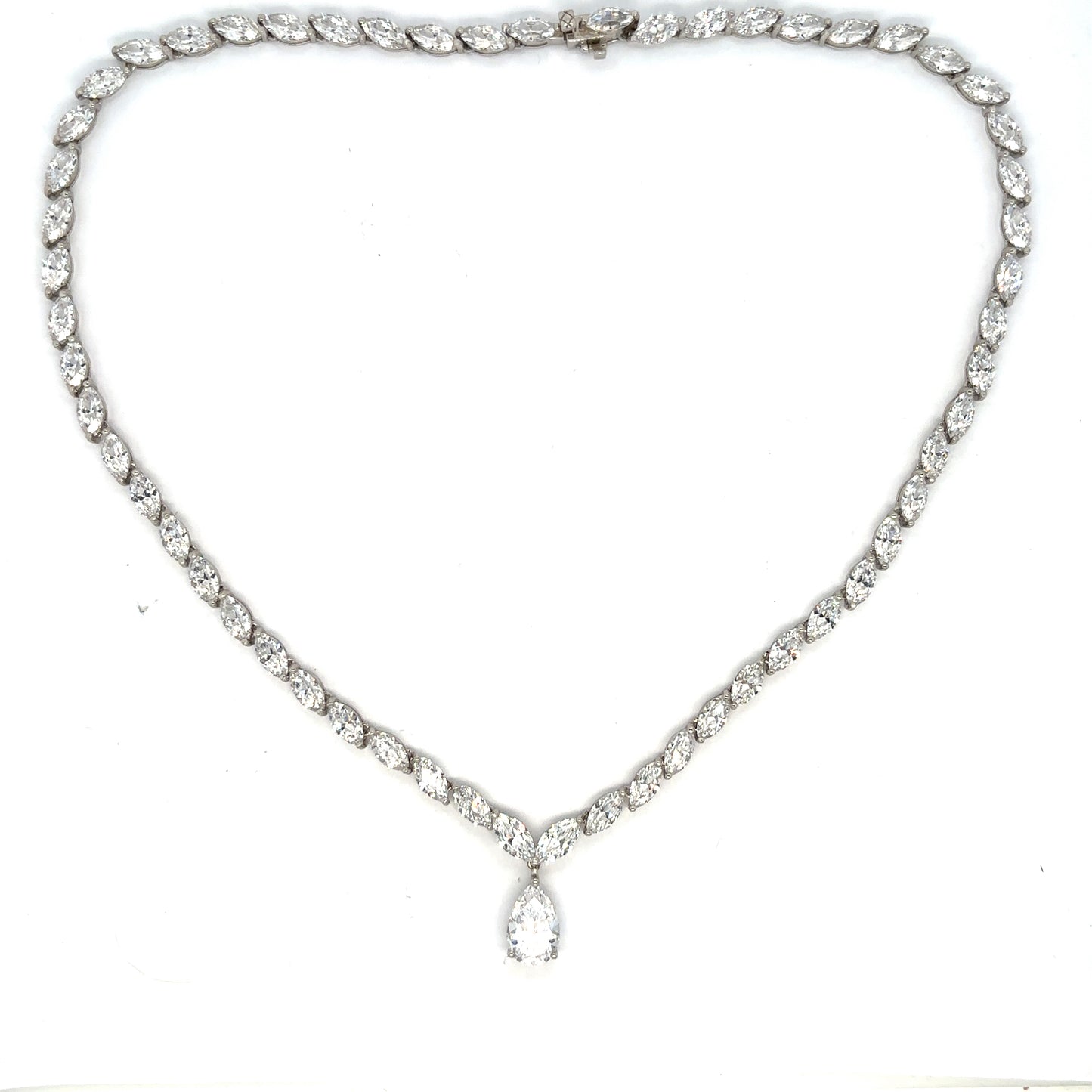 Bespoke Pear Cut Diamond Pendant and Marquise Cut Diamond Tennis Necklace