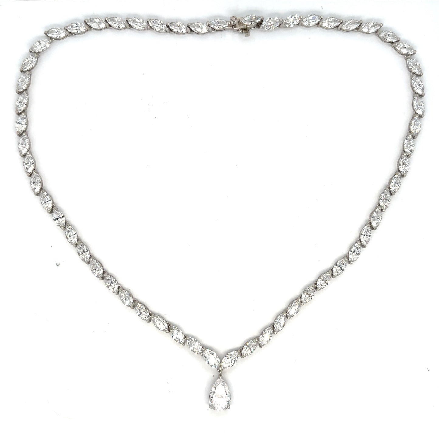 Bespoke Pear Cut Diamond Pendant and Marquise Cut Diamond Tennis Necklace