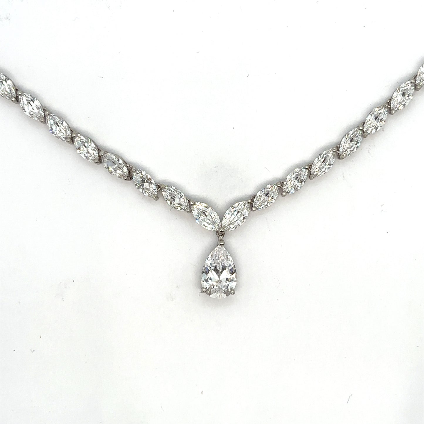 Bespoke Pear Cut Diamond Pendant and Marquise Cut Diamond Tennis Necklace