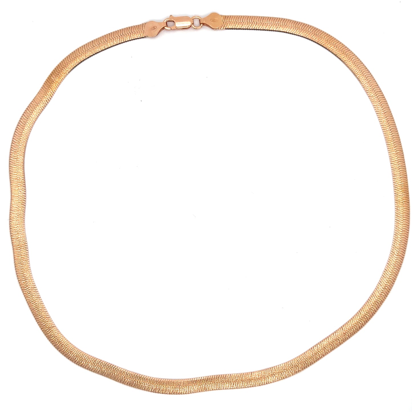 18ct Rose Gold Sterling Silver Textured 18" Snake Necklace