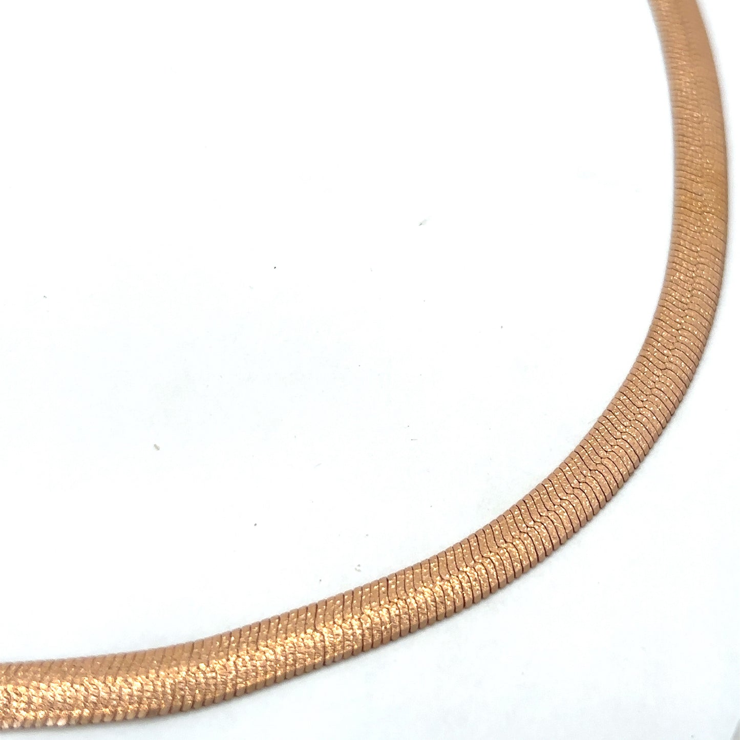 18ct Rose Gold Sterling Silver Textured 18" Snake Necklace
