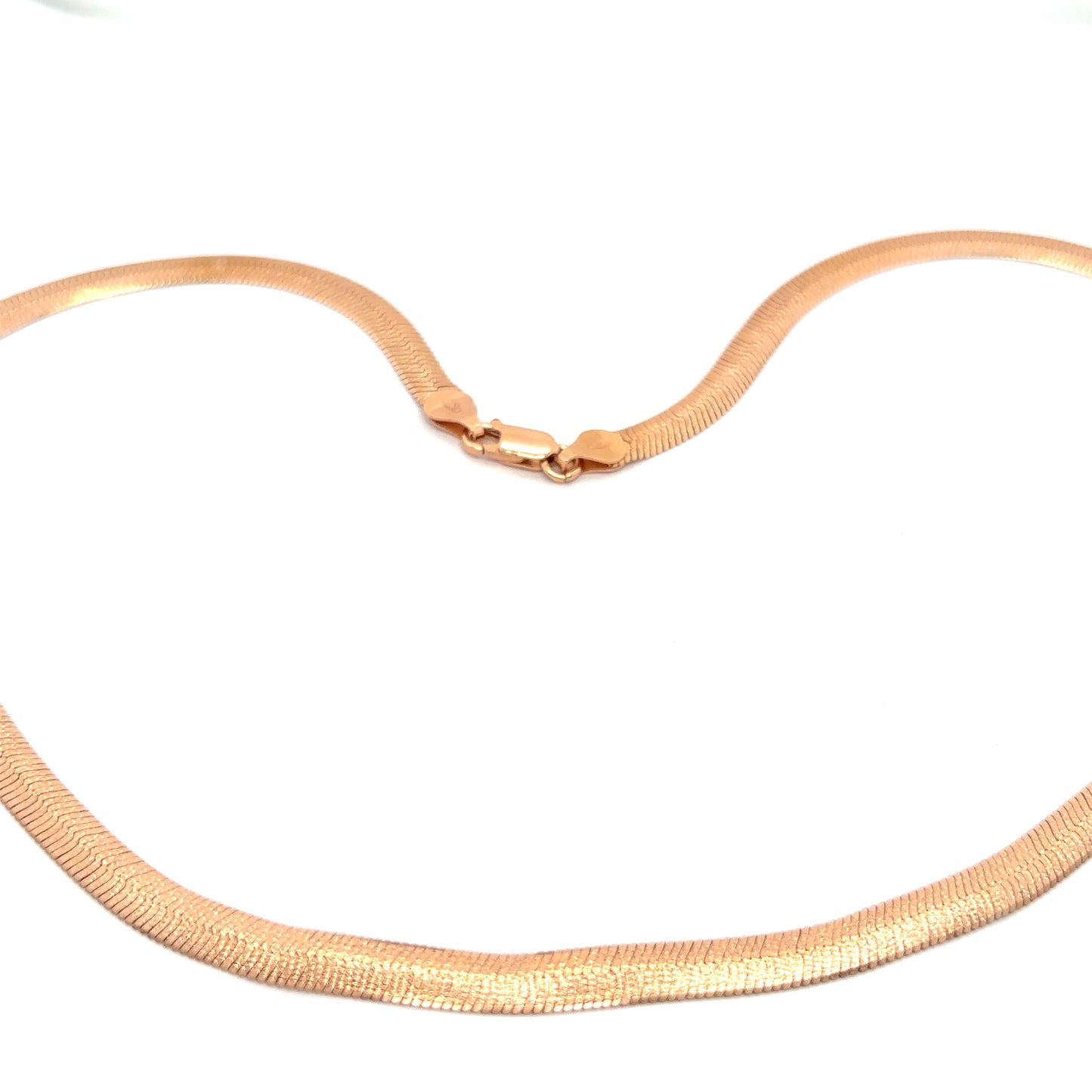 18ct Rose Gold Sterling Silver Textured 18" Snake Necklace