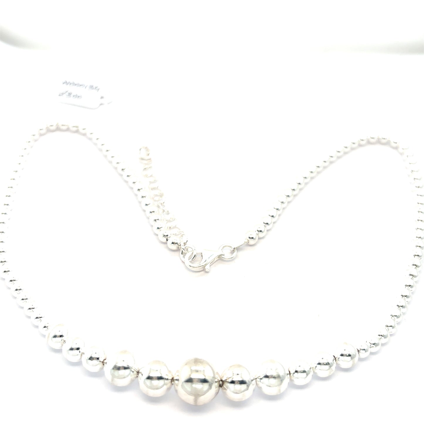 Sterling Silver Graduated Bead Necklace 16" - 18"