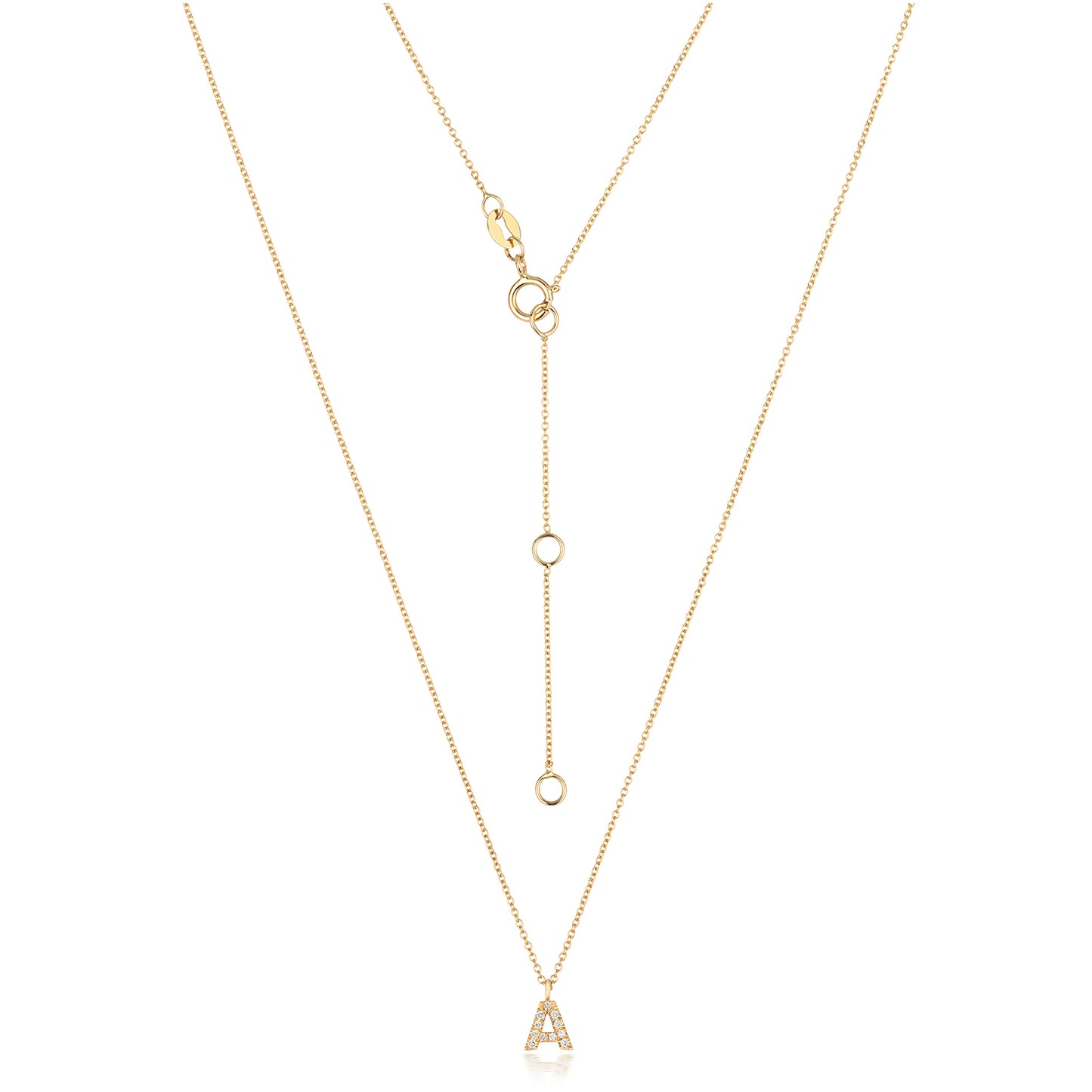 18ct Gold and Diamond Alphabet Initial Pendant and Chain