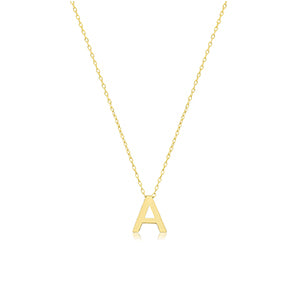 9ct YG Initial Necklace 'A'