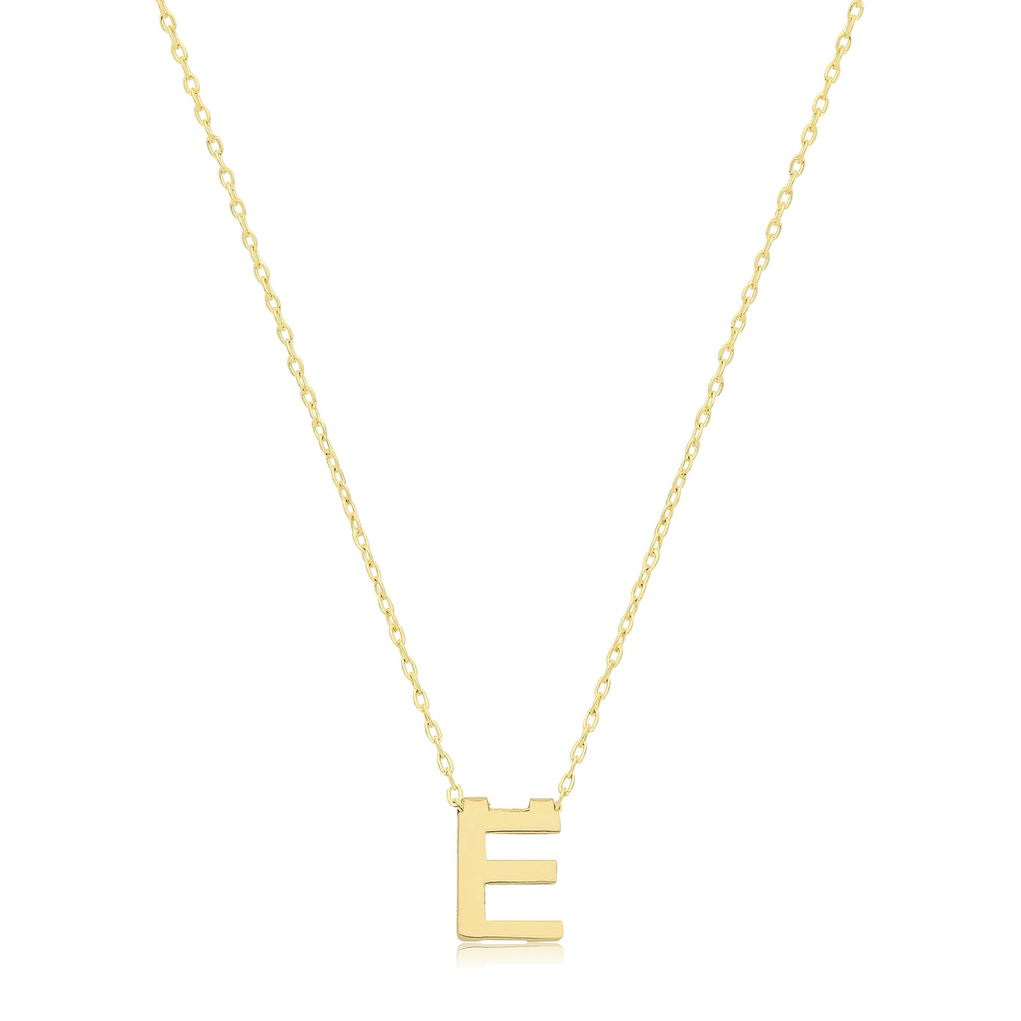 9ct Yellow Gold Initial Necklace 'E"
