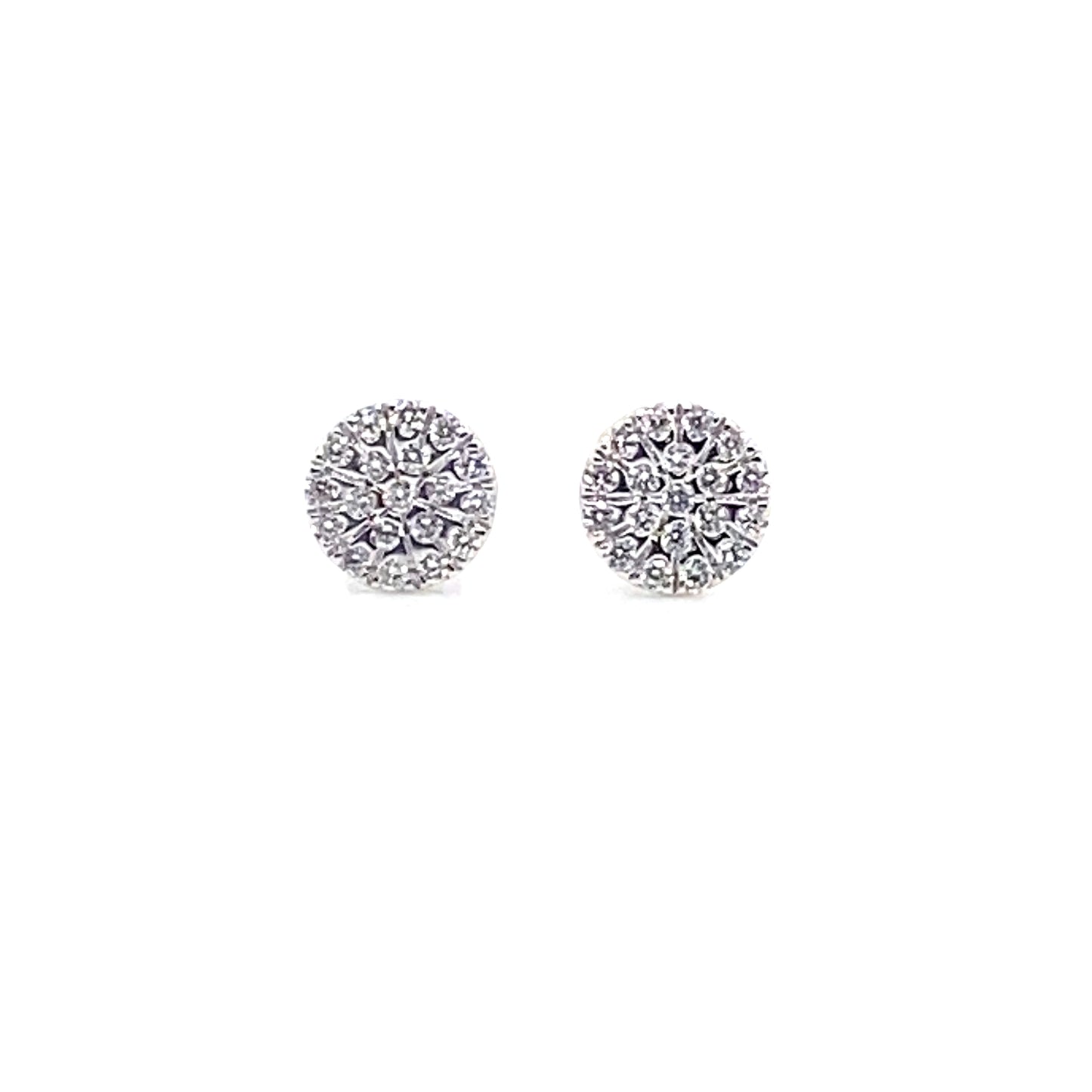 Round Pave Set Diamond Cluster Stud Earrings, 0.33cts in 18ct White Gold with Screw Backs