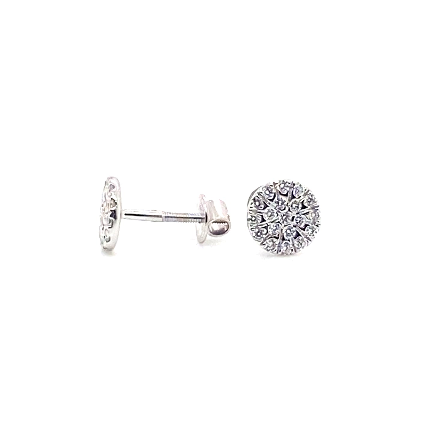 Round Pave Set Diamond Cluster Stud Earrings, 0.33cts in 18ct White Gold with Screw Backs