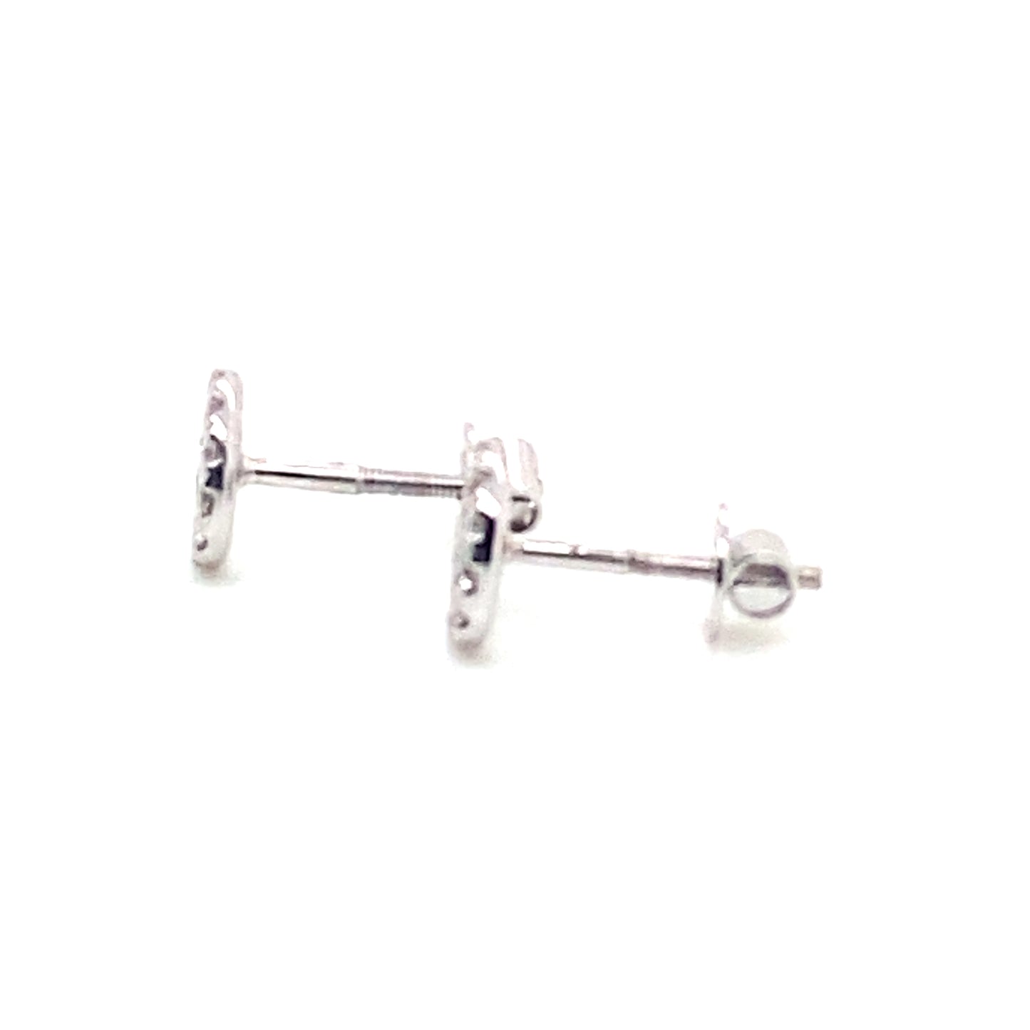 Round Pave Set Diamond Cluster Stud Earrings, 0.33cts in 18ct White Gold with Screw Backs