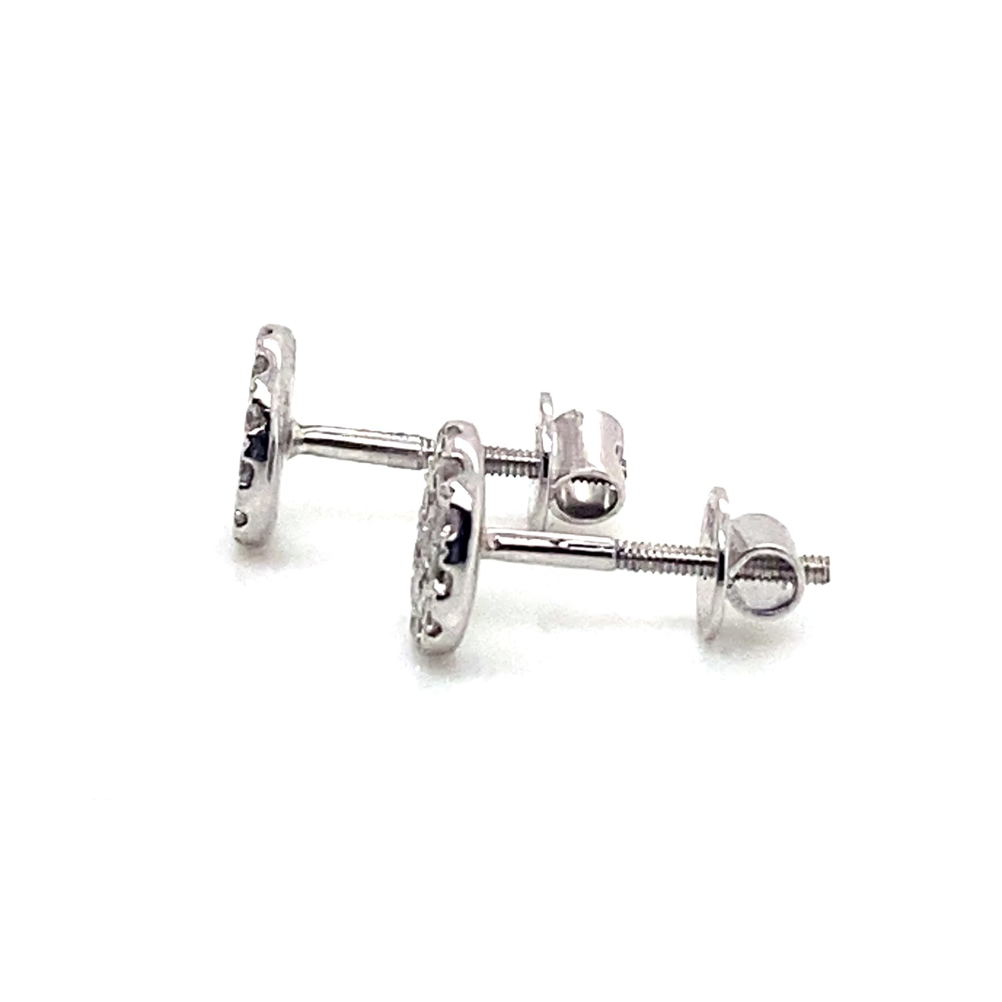 Round Pave Set Diamond Cluster Stud Earrings, 0.33cts in 18ct White Gold with Screw Backs