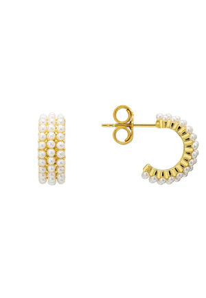 PEARLY QUEEN HOOP EARRINGS GOLD
