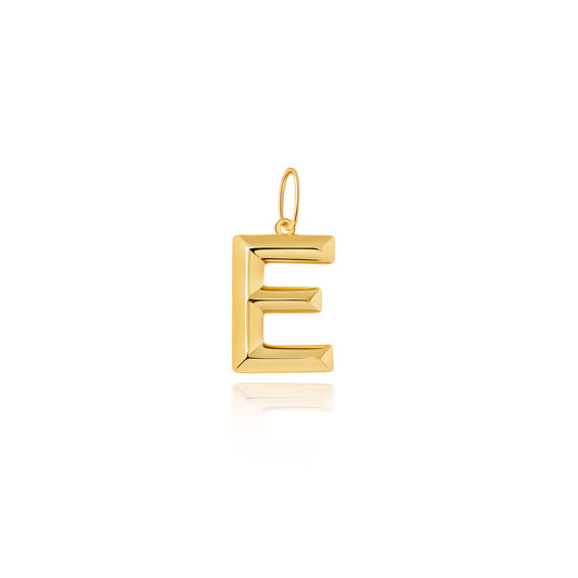 9ct Yellow Gold Medium Initial Pendant 'E'