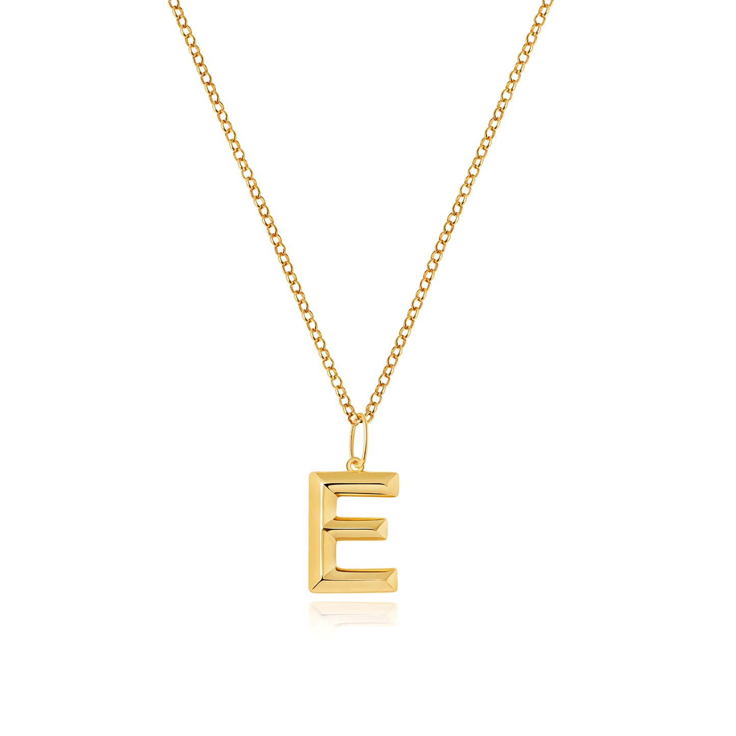 9ct Yellow Gold Medium Initial Pendant 'E'