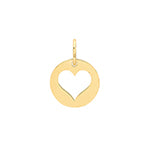 9ct Yellow Gold Heart Cut Out in Disc Charm