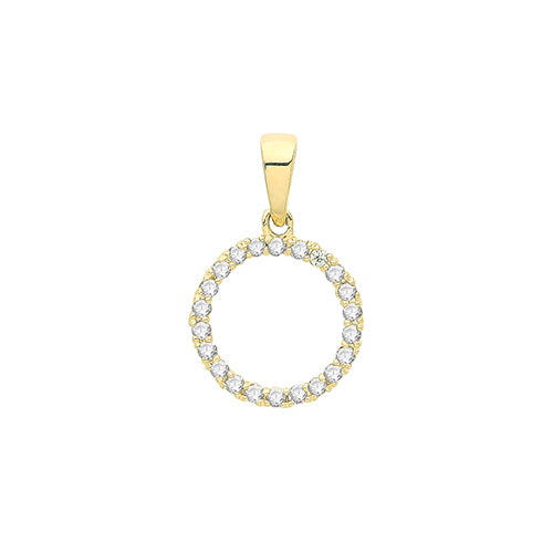 9ct Yellow Gold Cubic Zirconia Circle Pendant