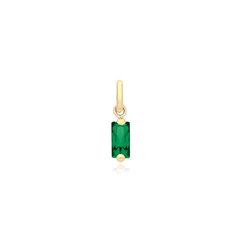 9ct Yellow Gold BAGUETTE SHAPED EMERALD GREEN CZ PENDANT