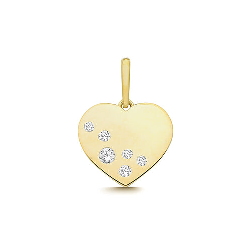 9ct Yellow Gold CZ HEART CHARM